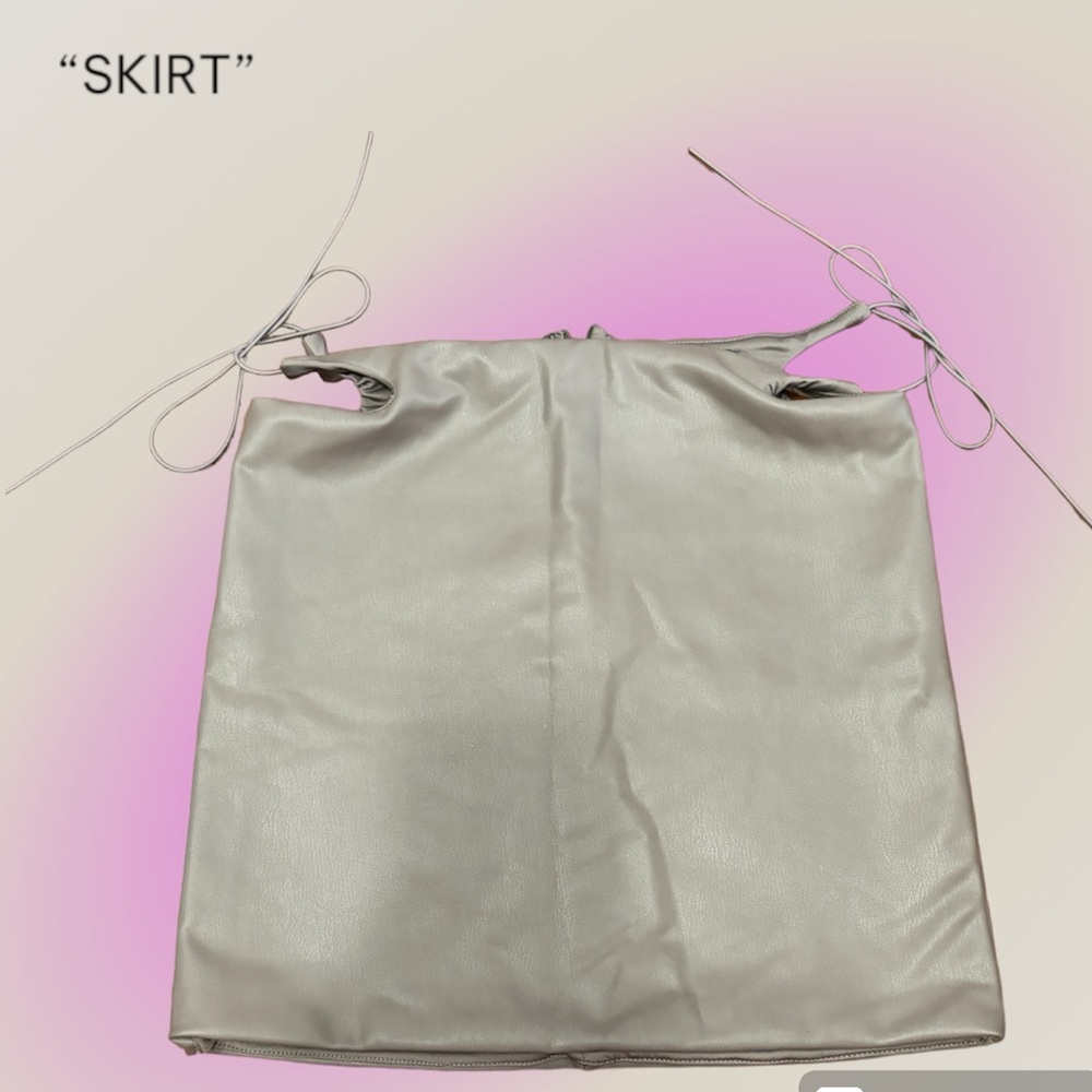 FOREVER 21 TAUPE MINI TIE SKIRT